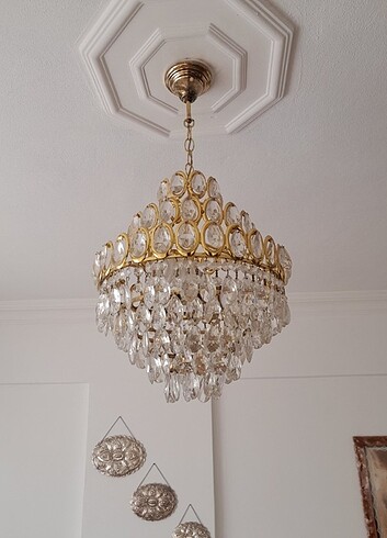 Gold renkli kristal 40 senelik antika avize