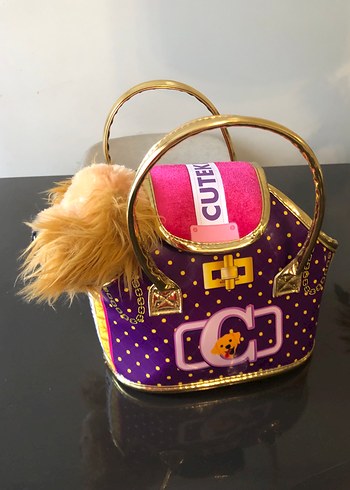 Renkli Mor Köpek Desenli Çanta - Görsel 4