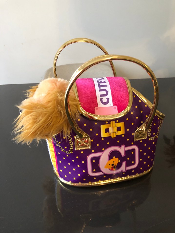 Renkli Mor Köpek Desenli Çanta - Görsel 4