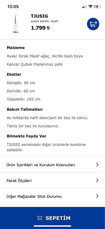 Ikea İkea ayaklı askılık Tjusig