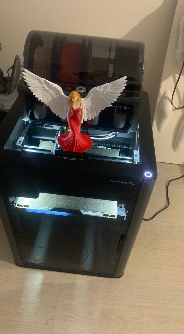 Kırmızı Elbiseli Kanatlı Melek Figürü - Görsel 4