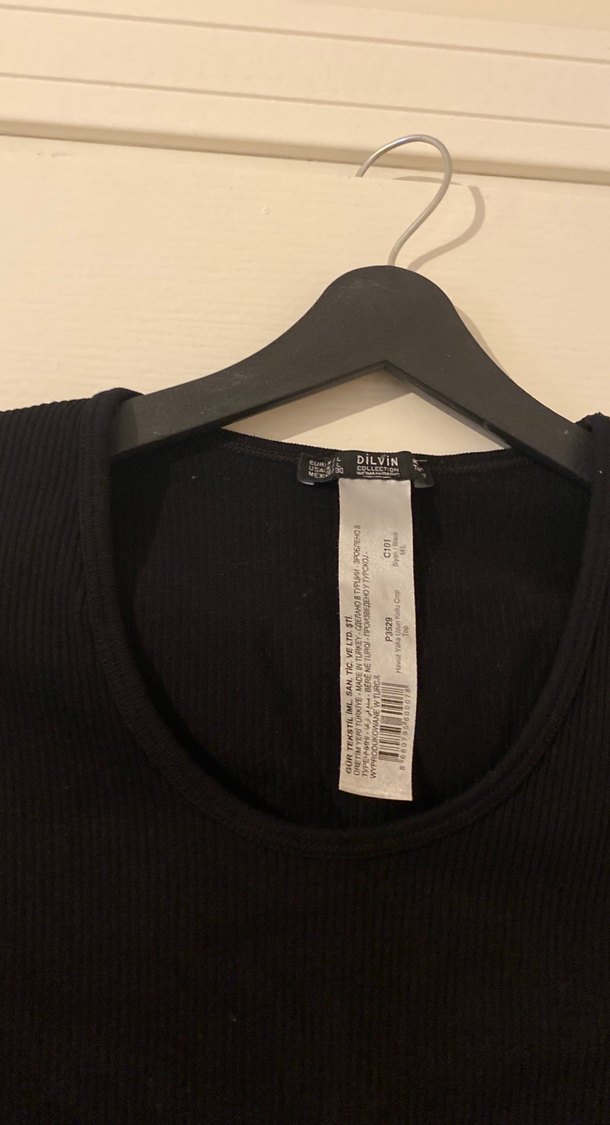 Siyah Kadın Uzun Kollu Triko Crop - Görsel 3