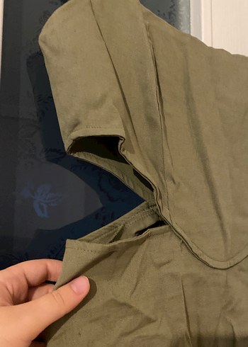 Kadın Keten Haki Midi Tulum - Görsel 2