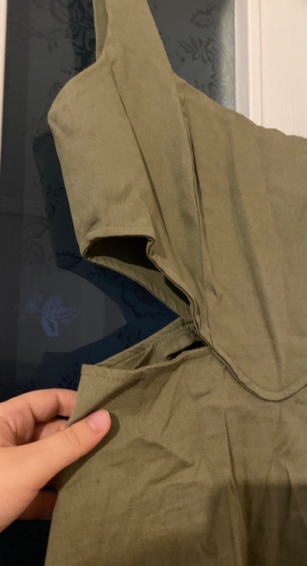 Kadın Keten Haki Midi Tulum - Görsel 2