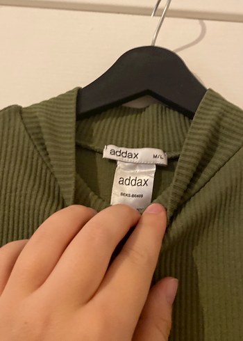 Kadın Haki Boğazlı Triko Crop Kazak - Görsel 2