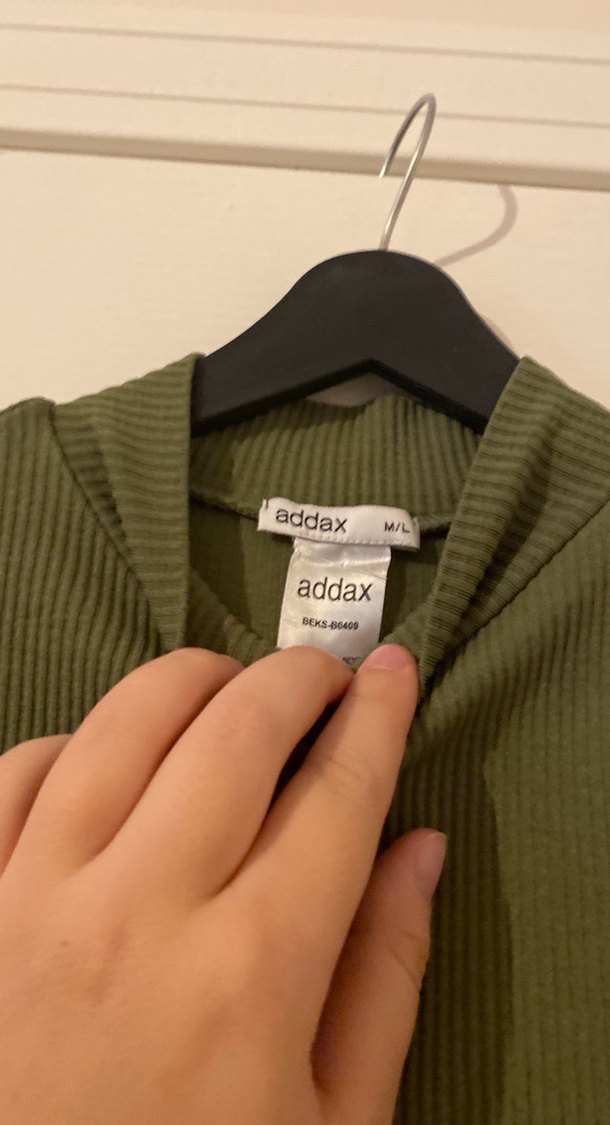 Kadın Haki Boğazlı Triko Crop Kazak - Görsel 2