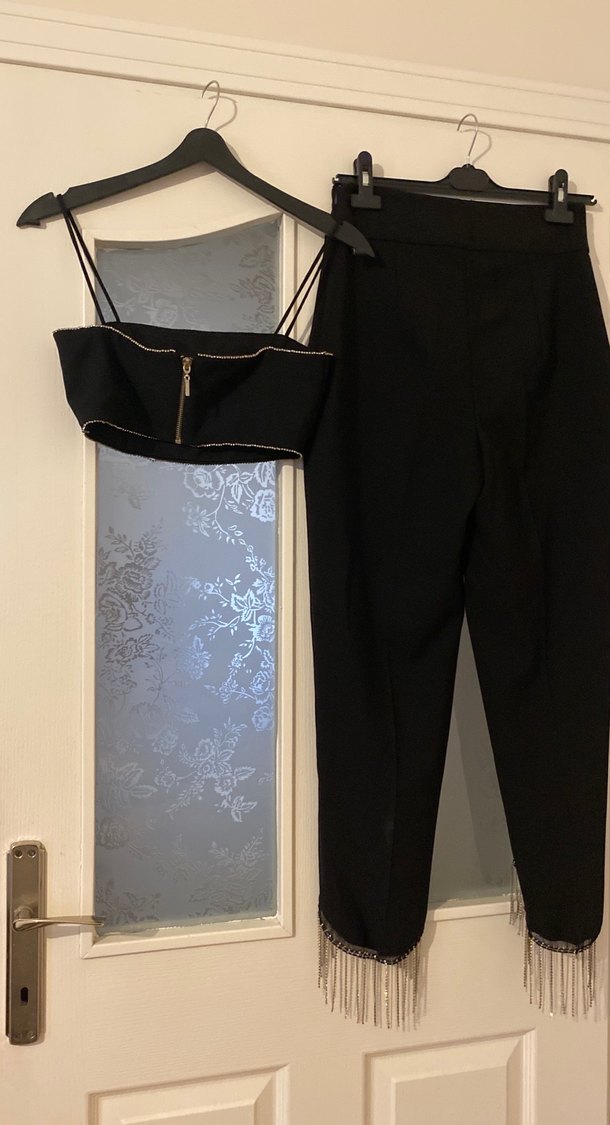 Kemerli Siyah Mini Kumaş Pantolon - Görsel 3