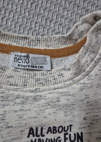 Uzun Kollu Bej Sweatshirt ve Kahverengi Pantolon Seti 4 yaş - Görsel 2