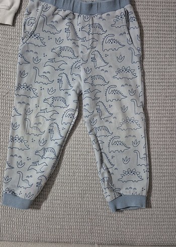 Beyaz Mavi Erkek Bebek Dinozor Desenli Takım 3 4 yaş - Görsel 2