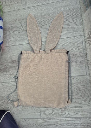 Çocuk Bej Keten Örgü Sırt Çantası - Görsel 2