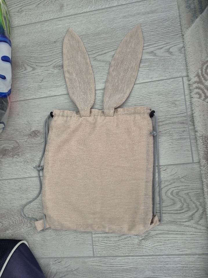 Çocuk Bej Keten Örgü Sırt Çantası - Görsel 2