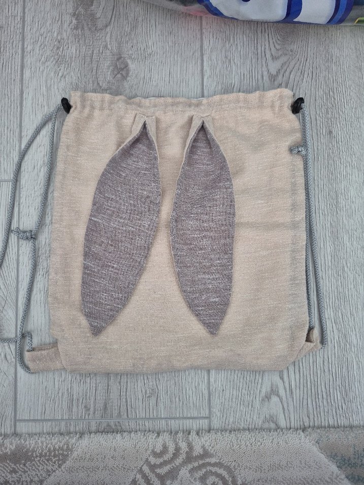 Çocuk Bej Keten Örgü Sırt Çantası - Görsel 3