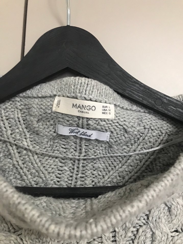 Mango Gri Örgü Yüksek Yakalı Salaş Kadın Kazak - Görsel 3