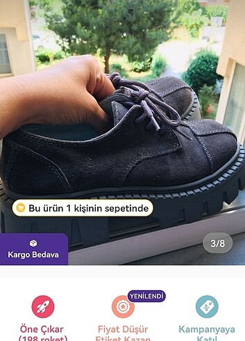 39 Beden gri Renk Elle gerçek deri ayakkabı 
