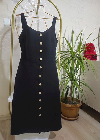 Siyah Kemerli diz altı Kadın Elbise - Görsel 10