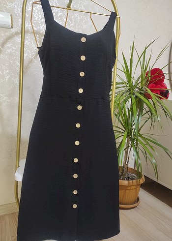 Siyah Kemerli diz altı Kadın Elbise - Görsel 11