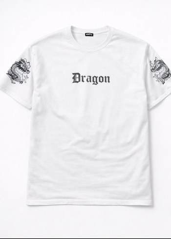 ONTU Dragon Baskılı Oversize T-Shirt  Beyaz (L / XXL Uyumlu) - Görsel 3