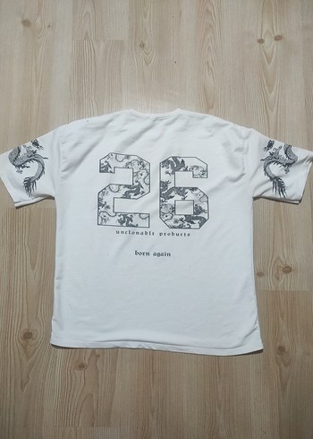 ONTU Dragon Baskılı Oversize T-Shirt  Beyaz (L / XXL Uyumlu) - Görsel 5