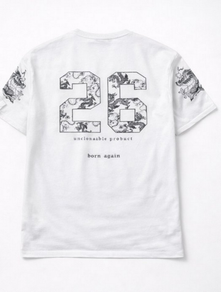 ONTU Dragon Baskılı Oversize T-Shirt  Beyaz (L / XXL Uyumlu) - Görsel 2