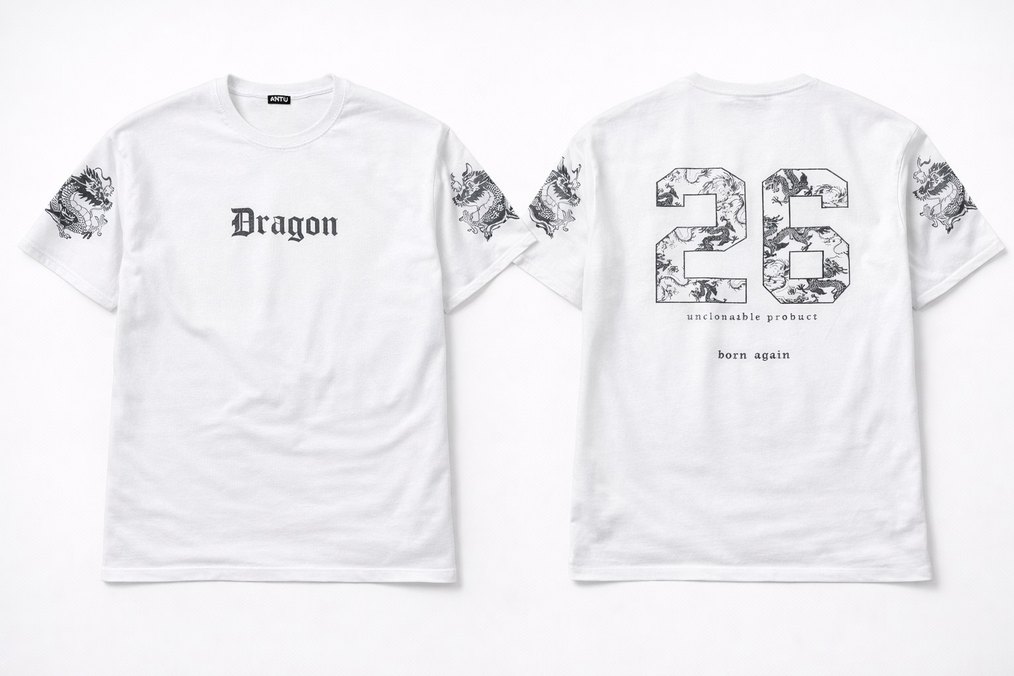 ONTU Dragon Baskılı Oversize T-Shirt  Beyaz (L / XXL Uyumlu) - Görsel 4