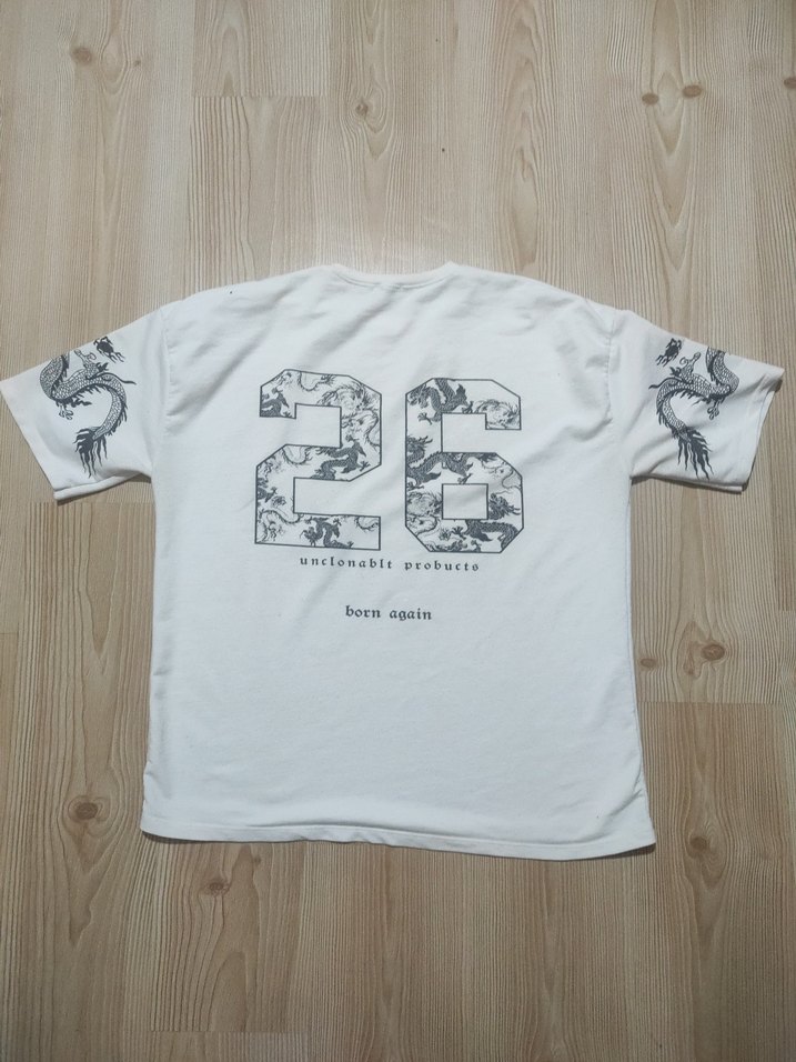 ONTU Dragon Baskılı Oversize T-Shirt  Beyaz (L / XXL Uyumlu) - Görsel 5