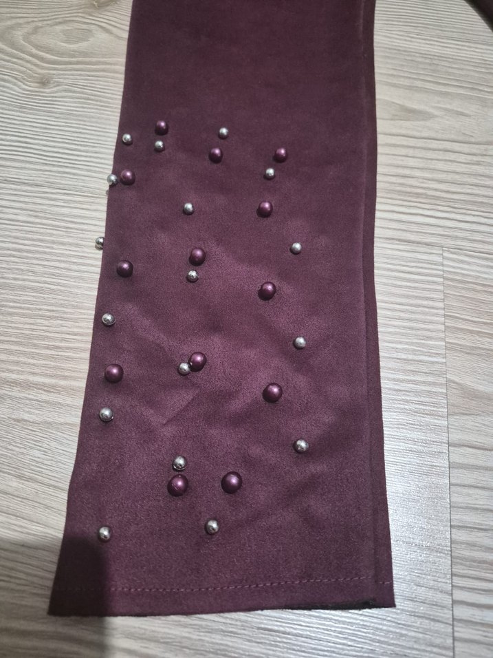 Bordo Nubuk Tayt İncili Detaylı — görsel 8/10