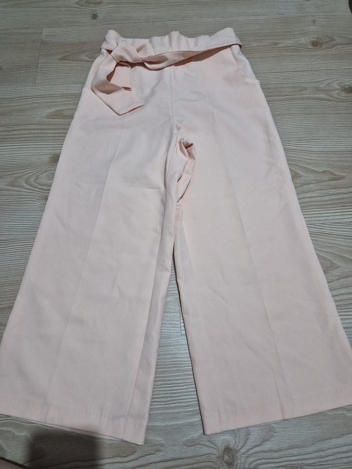 Pastel Pembe Yüksek Bel Bol Paça Pantolon — görsel 3/14