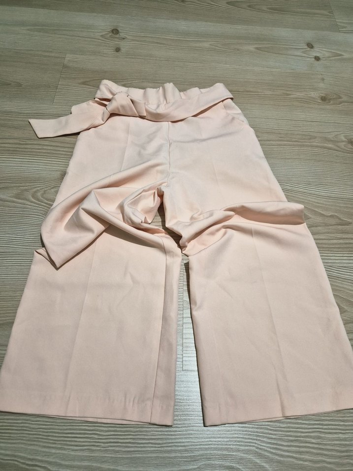 Pastel Pembe Yüksek Bel Bol Paça Pantolon — görsel 12/14