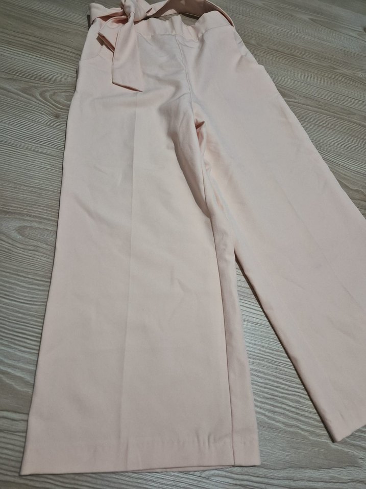 Pastel Pembe Yüksek Bel Bol Paça Pantolon — görsel 10/14