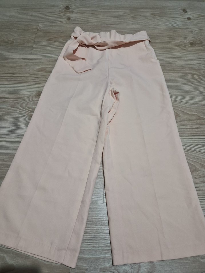 Pastel Pembe Yüksek Bel Bol Paça Pantolon — görsel 4/14
