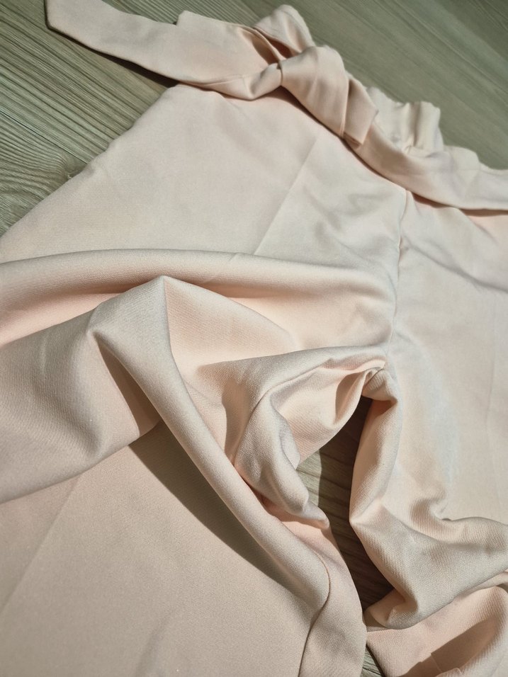 Pastel Pembe Yüksek Bel Bol Paça Pantolon — görsel 13/14
