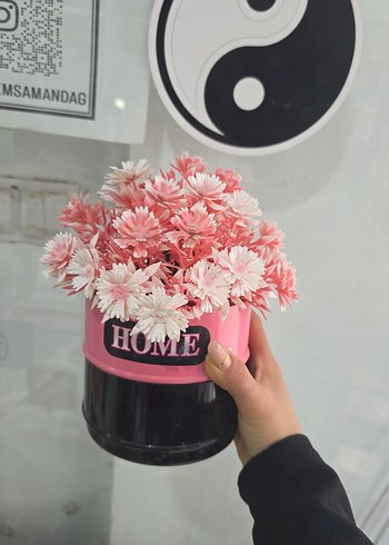 Pembe Siyah Dekoratif Ev Saksısı - Görsel 3