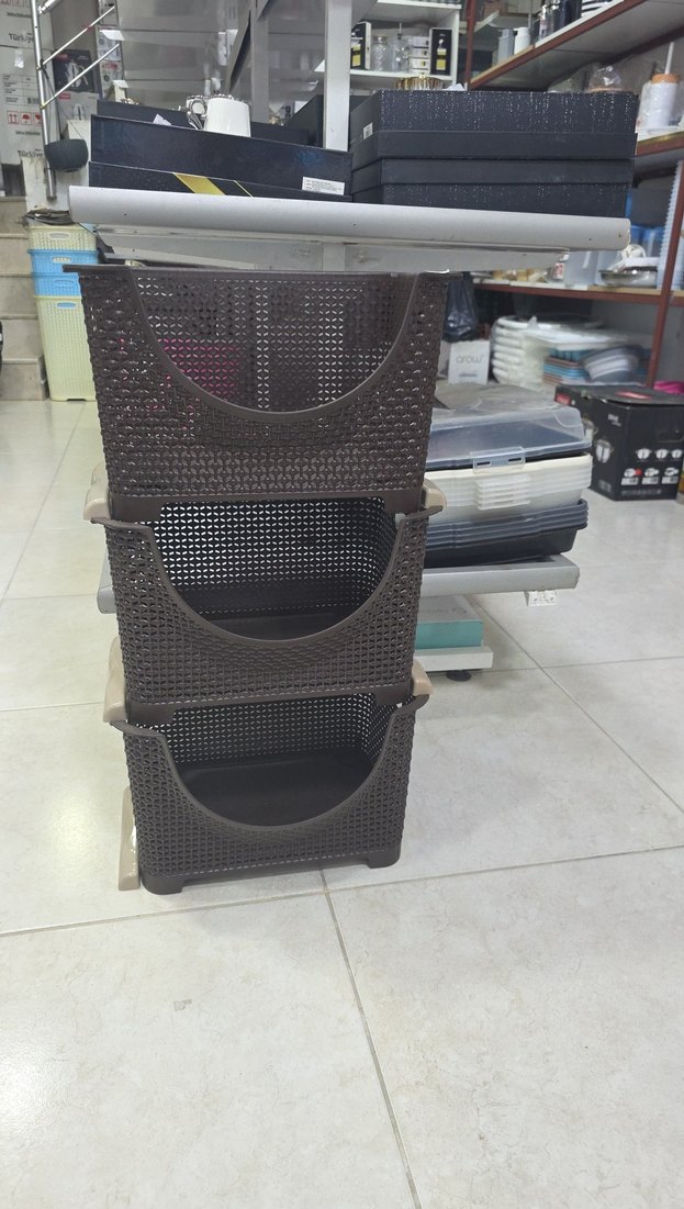 Kahverengi 3 Katlı Dolap Düzenleyici Sepet - Görsel 2