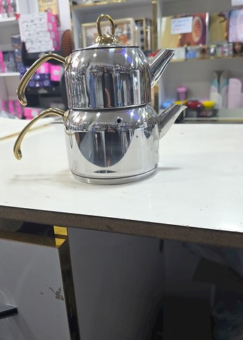 Parlak Gri Çelik Çaydanlık Seti - Görsel 3