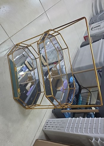 Altın Renkli İki Katlı Sunumluk - Görsel 2