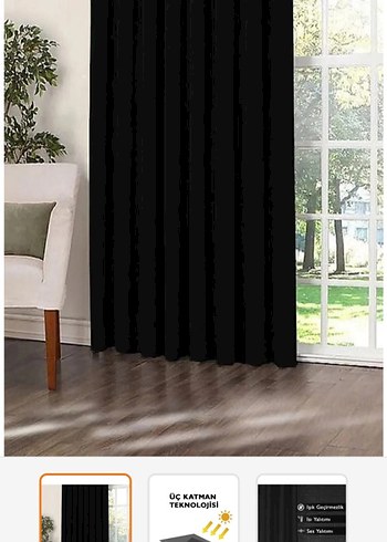Siyah Modern Düz Fon Perde 270x155