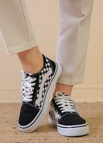 Vans SİYAH BEYAZ DAMA Bayan Spor Ayakkabı Sneakers 36-37-38-39-4