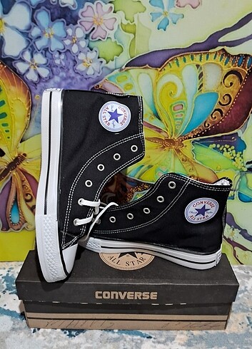 39 Beden Converse - Siyah Bayan Spor Ayakkabı 39 numara var şeffaf kaymaz