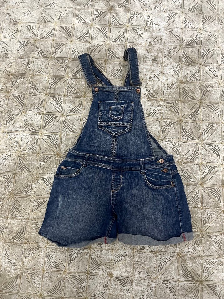 Kadın Mavi Denim Kısa Salopet - Görsel 4