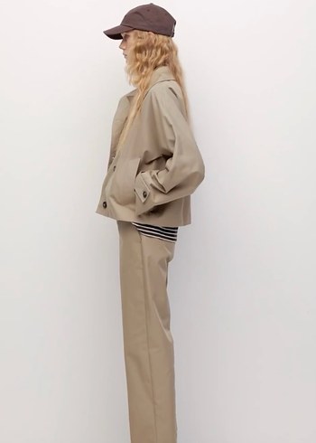 volanlı kollu kısa Trençkot - Görsel 2