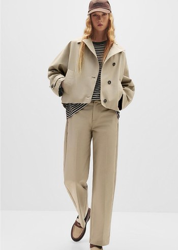 volanlı kollu kısa Trençkot - Görsel 5