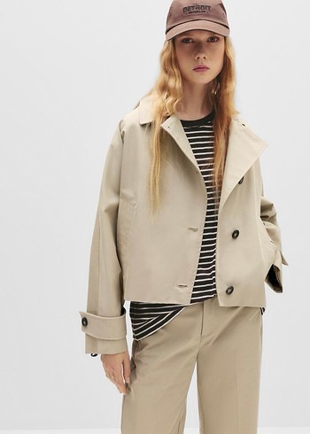 volanlı kollu kısa Trençkot - Görsel 3