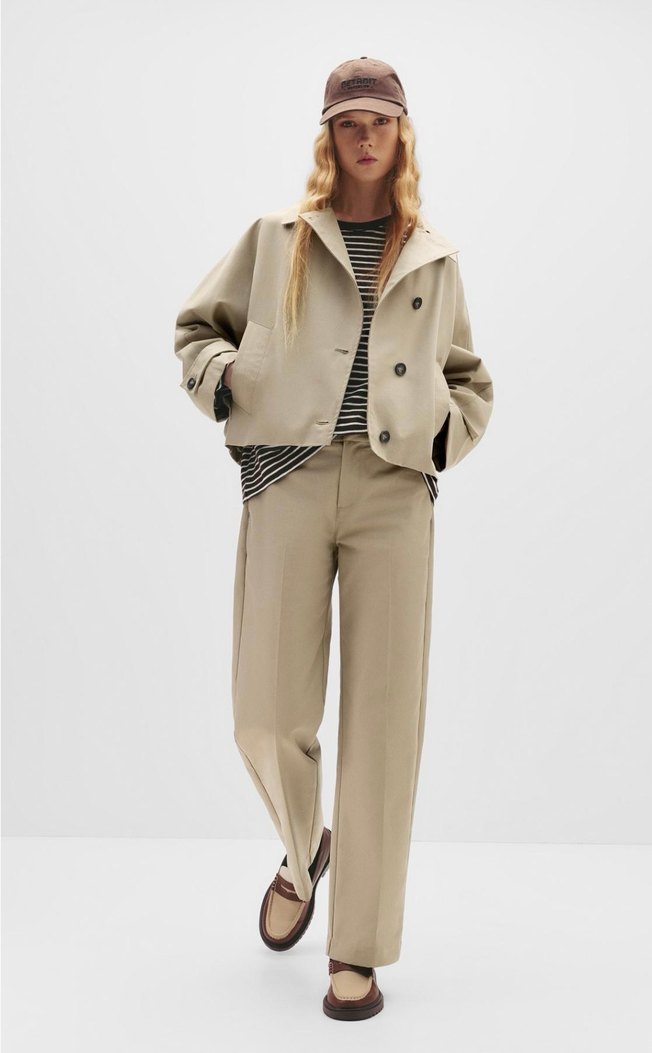 volanlı kollu kısa Trençkot - Görsel 5