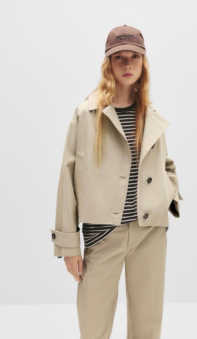 volanlı kollu kısa Trençkot - Görsel 3