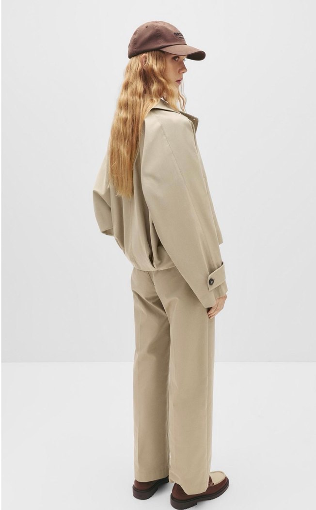 volanlı kollu kısa Trençkot - Görsel 4