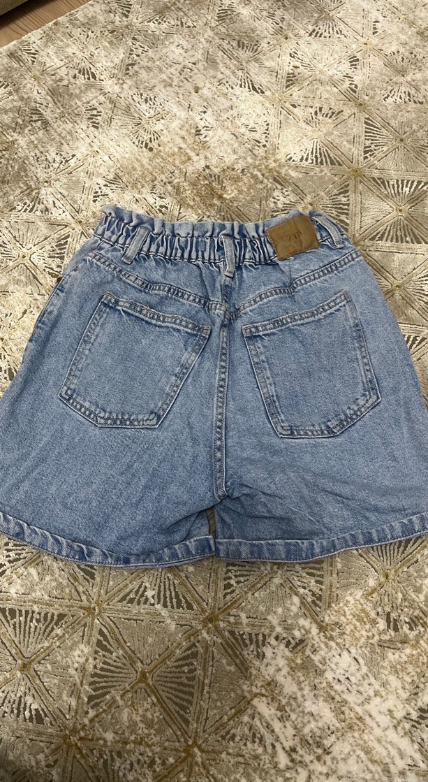Kadın Mavi Mini Denim Şort - Görsel 2