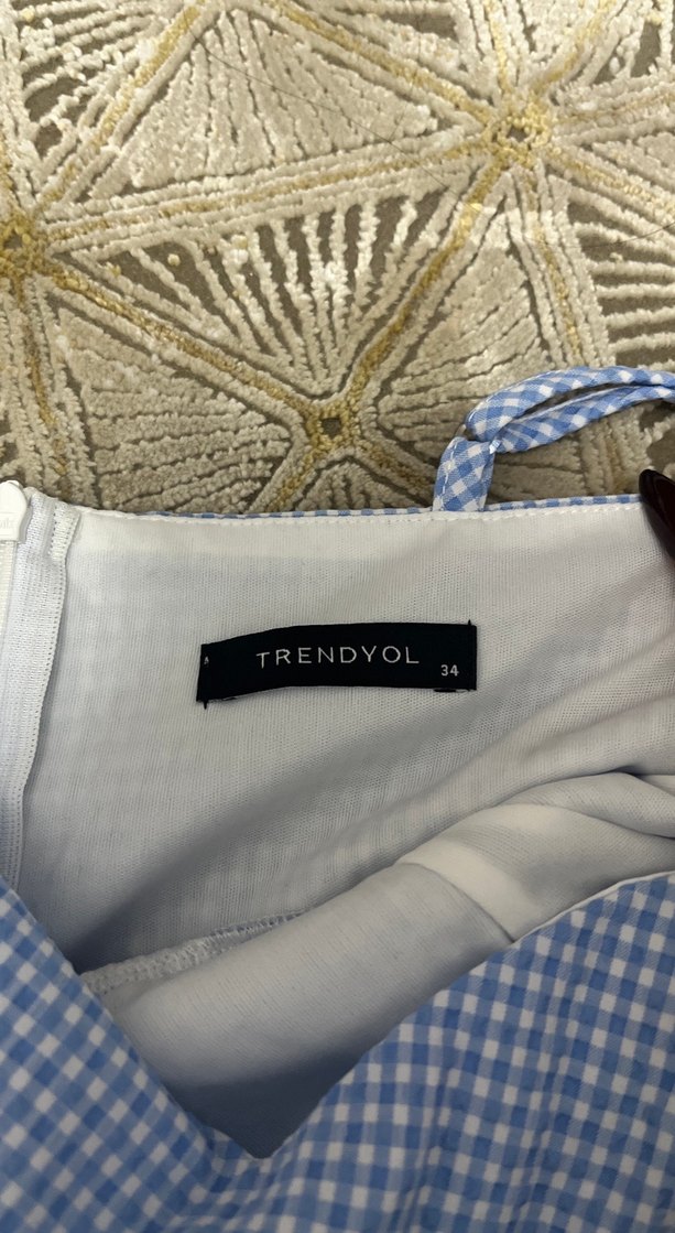 Mavi Ekose Detaylı Midi Tulum - Görsel 3