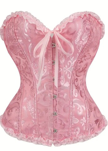 xs Beden Dantel Detaylı Pembe Vintage Korse