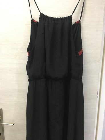 xl Beden siyah Renk Askılı şifon elbise
