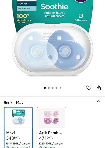 Beden beyaz Renk Bebek Emziği ve Taşıma Kutusu